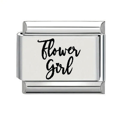 9mm Laser Italian Charm - Flower Girl