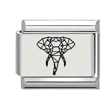 9mm Laser Italian Charm -  Geo Elephant
