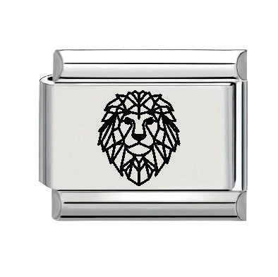 9mm Laser Italian Charm - Geo Lion