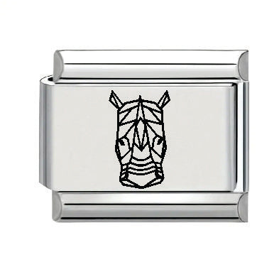 9mm Laser Italian Charm -  Geo Rhino