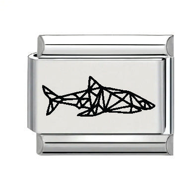 9mm Laser Italian Charm - Geometric Shark