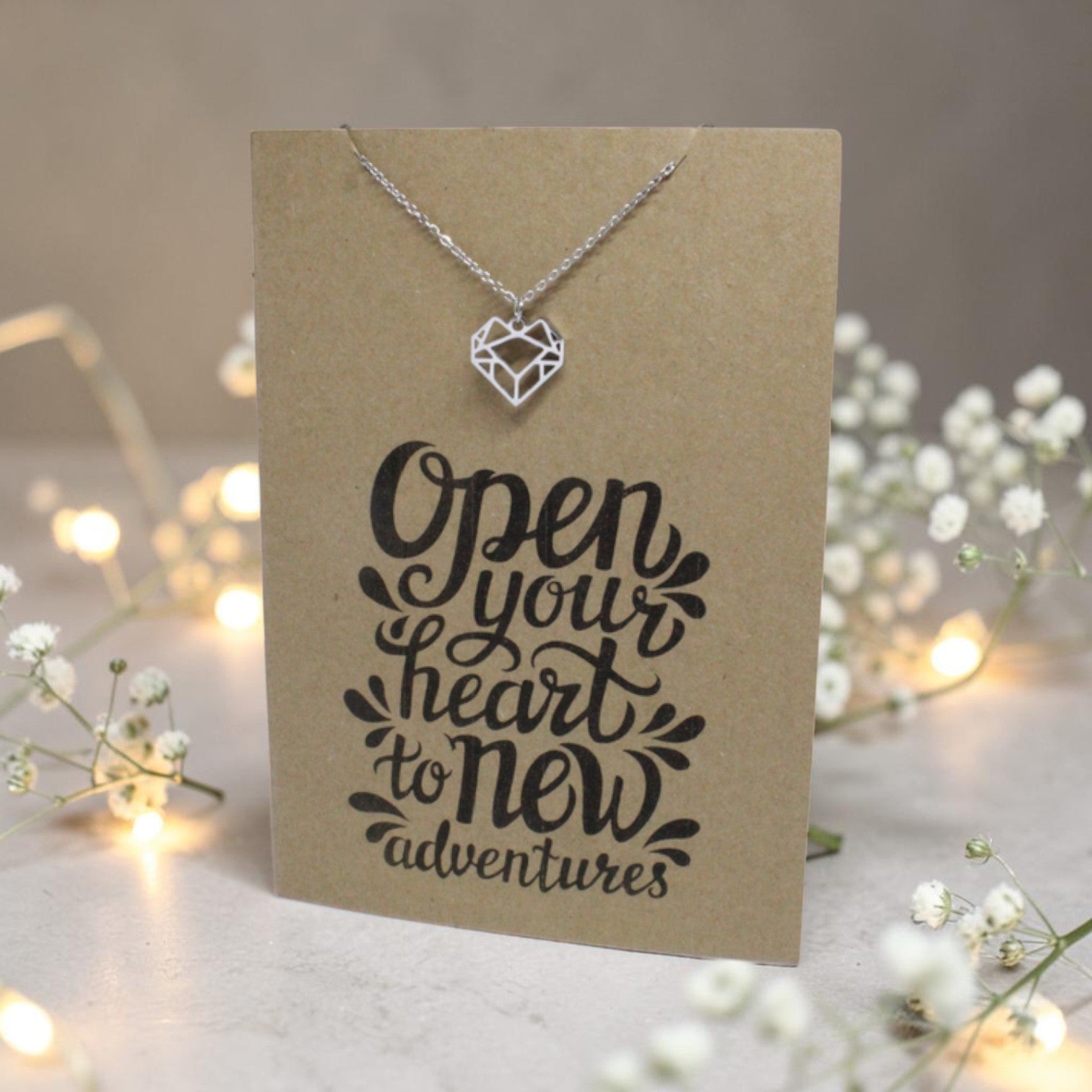 Geometric Heart Pendant & Chain - Card 140