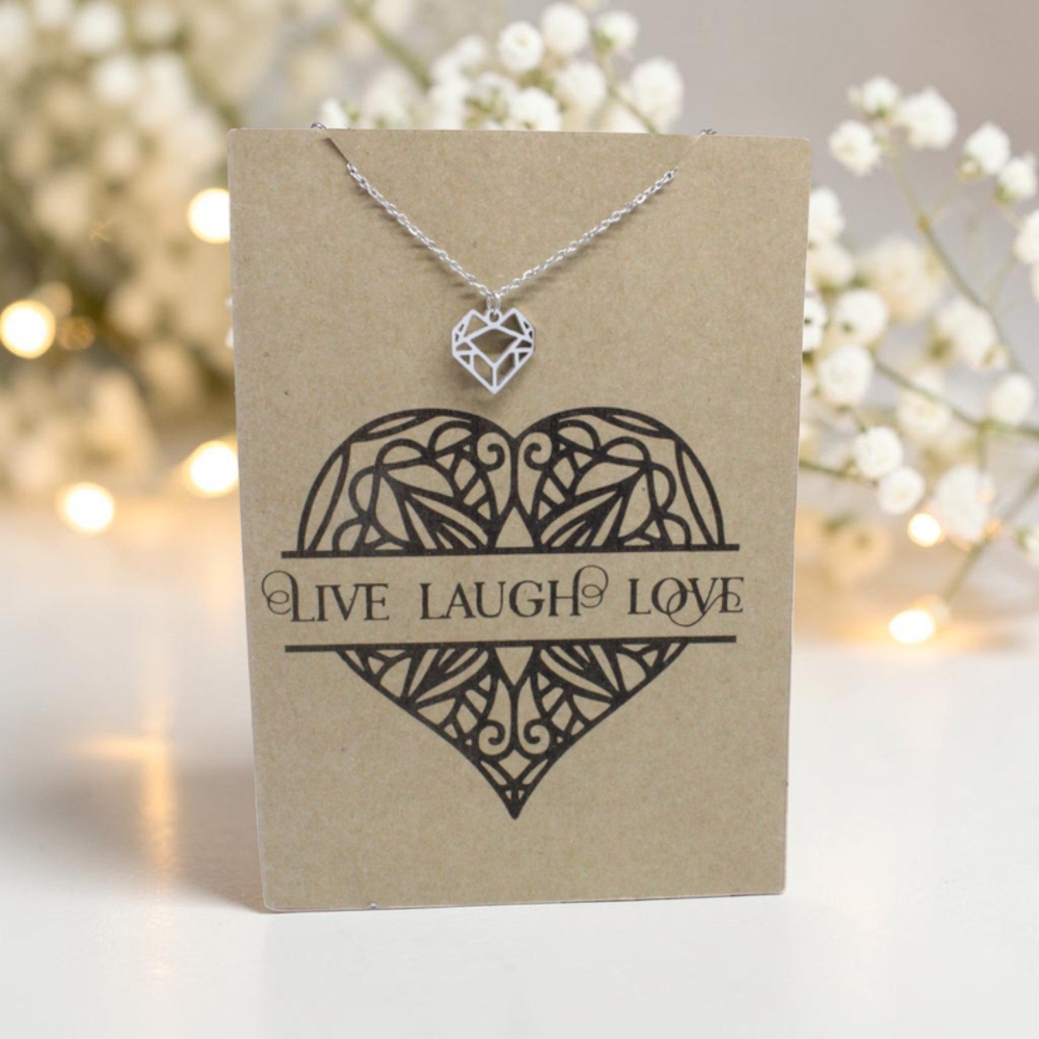Geometric Heart Pendant & Chain - Card 149