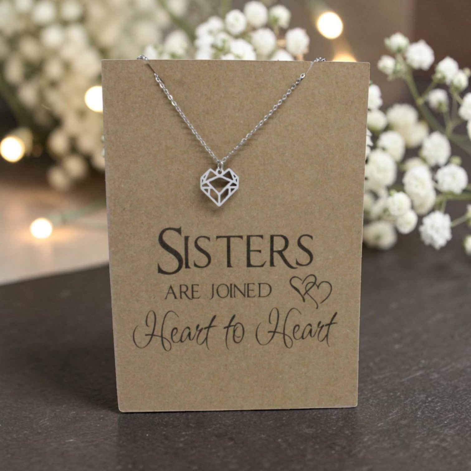 Geometric Heart Pendant & Chain - Card 150