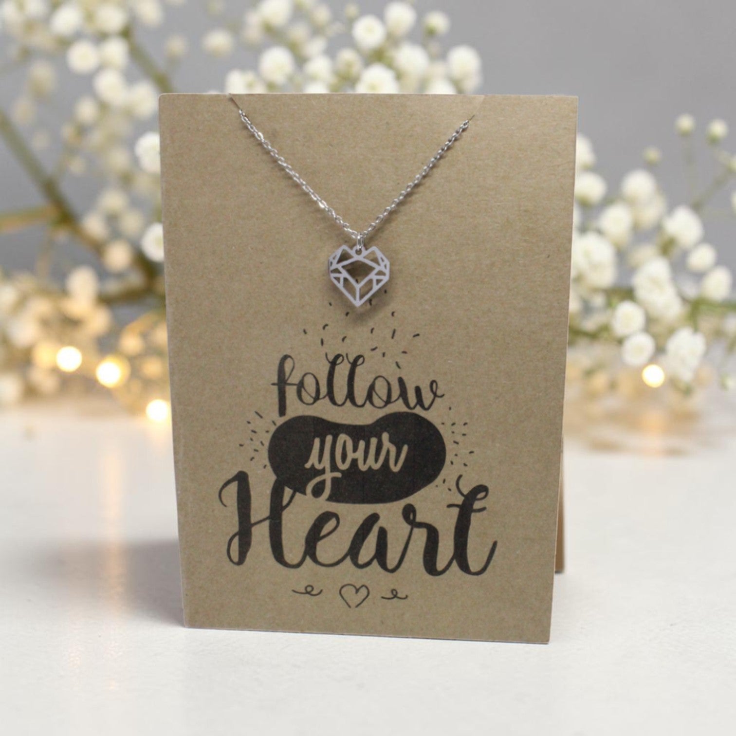 Geometric Heart Pendant & Chain - Card 151