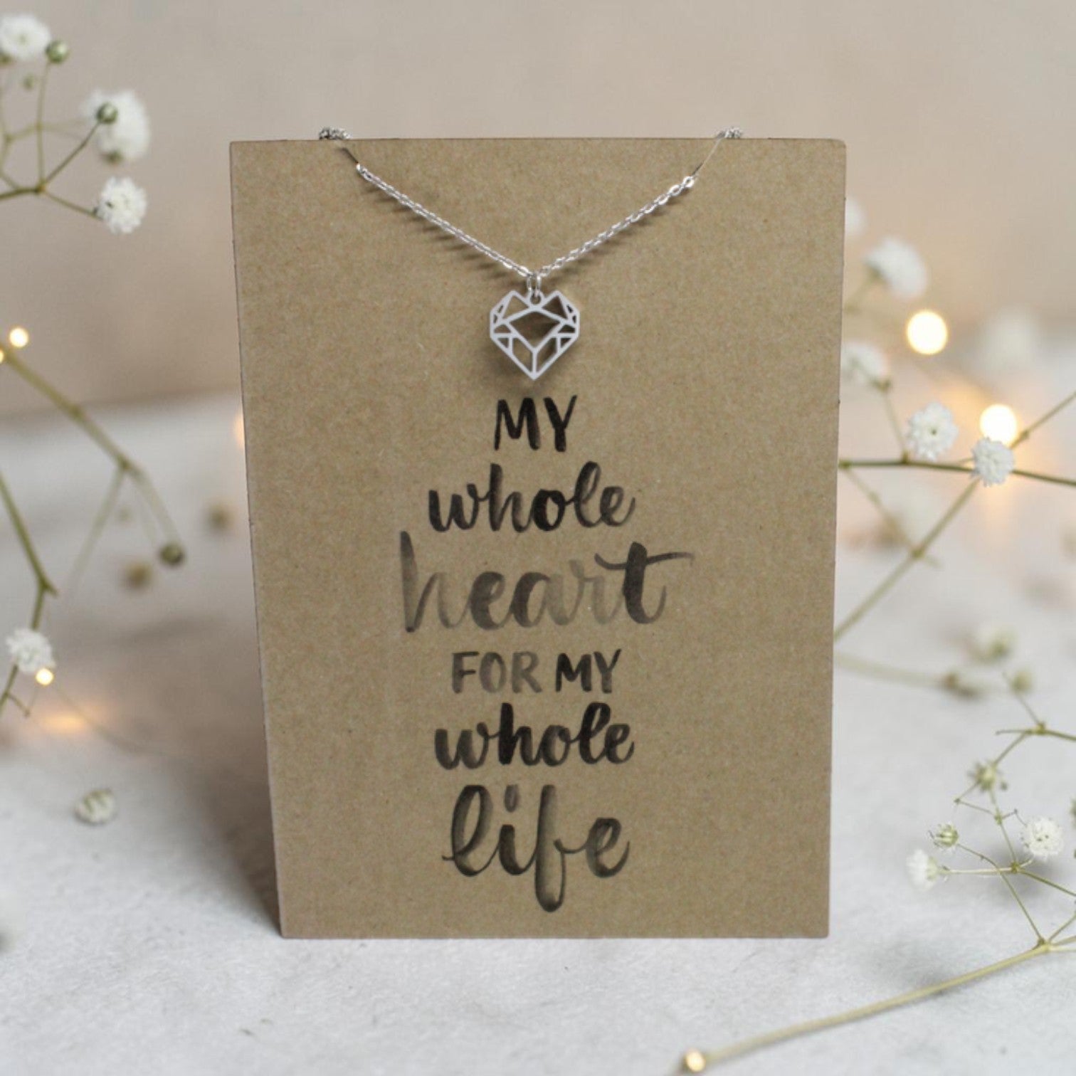 Geometric Heart Pendant & Chain - Card 152