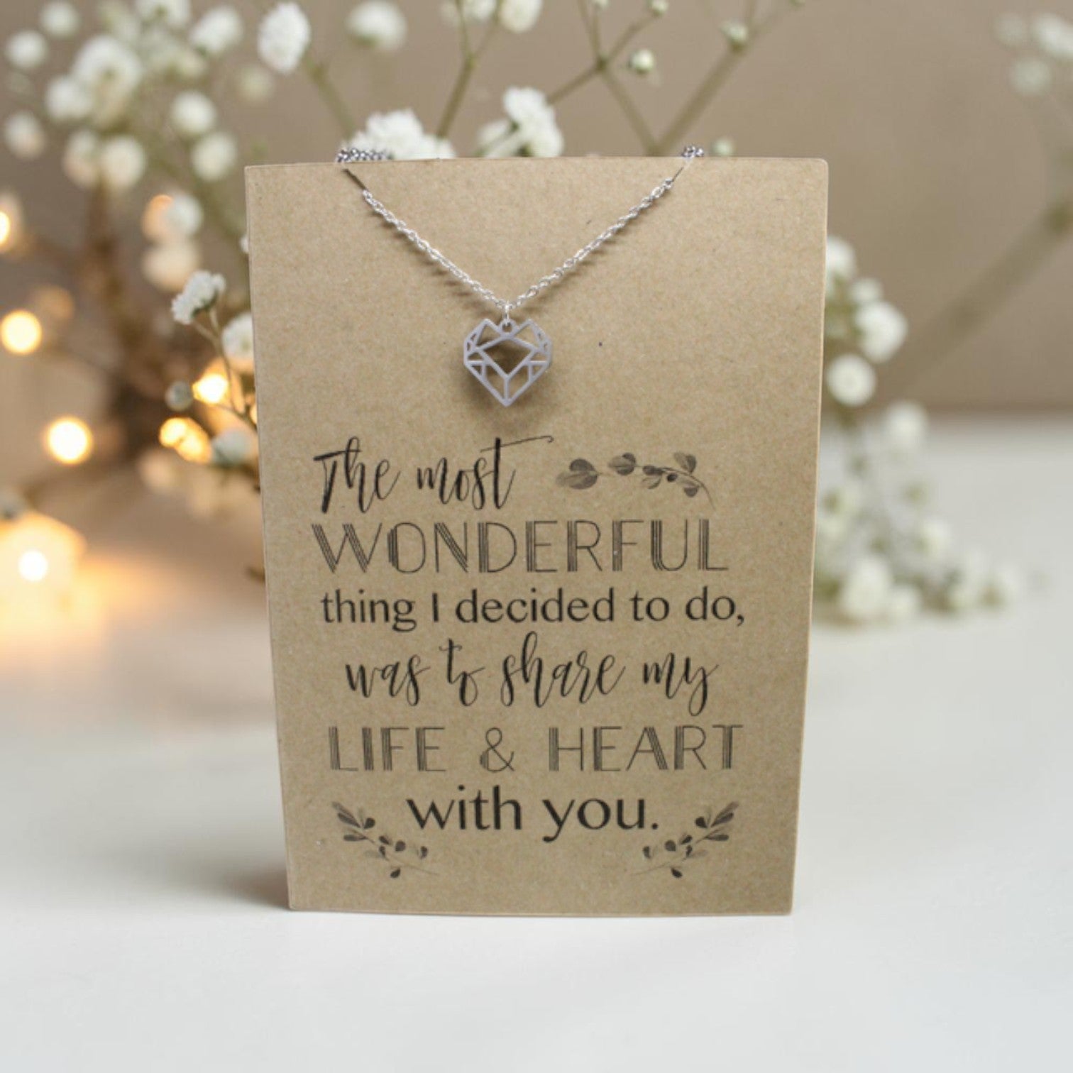 Geometric Heart Pendant & Chain - Card 208