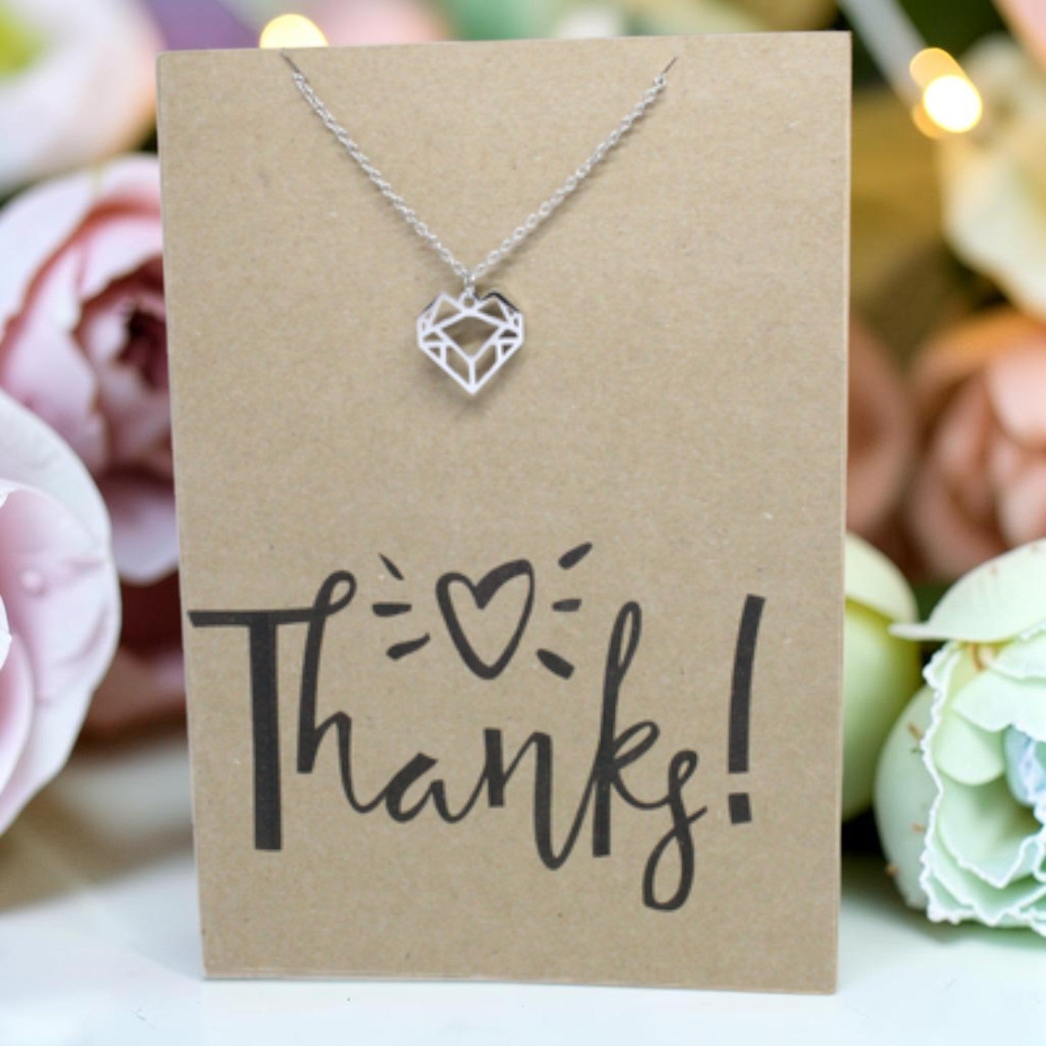 Geometric Heart Pendant & Chain - Card 218