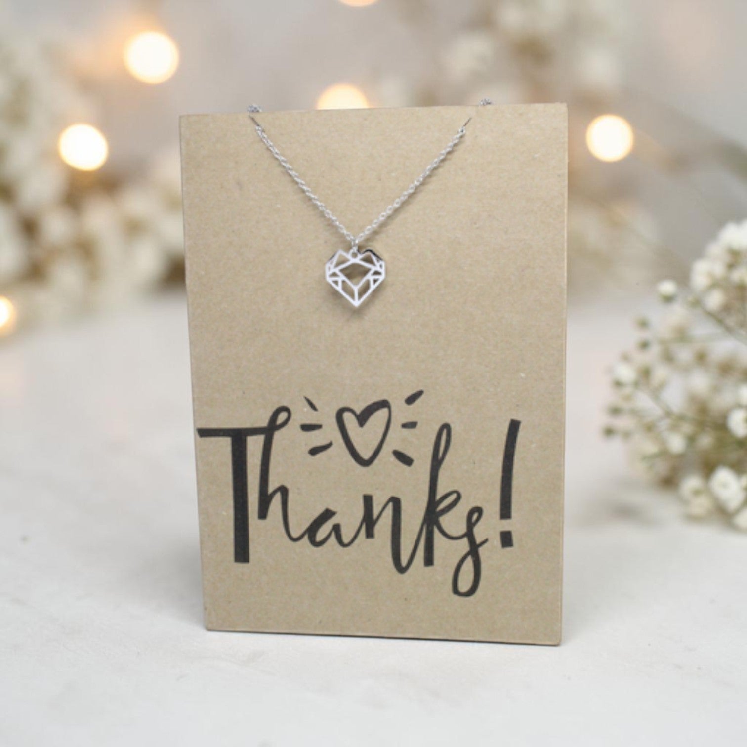 Geometric Heart Pendant & Chain - Card 218