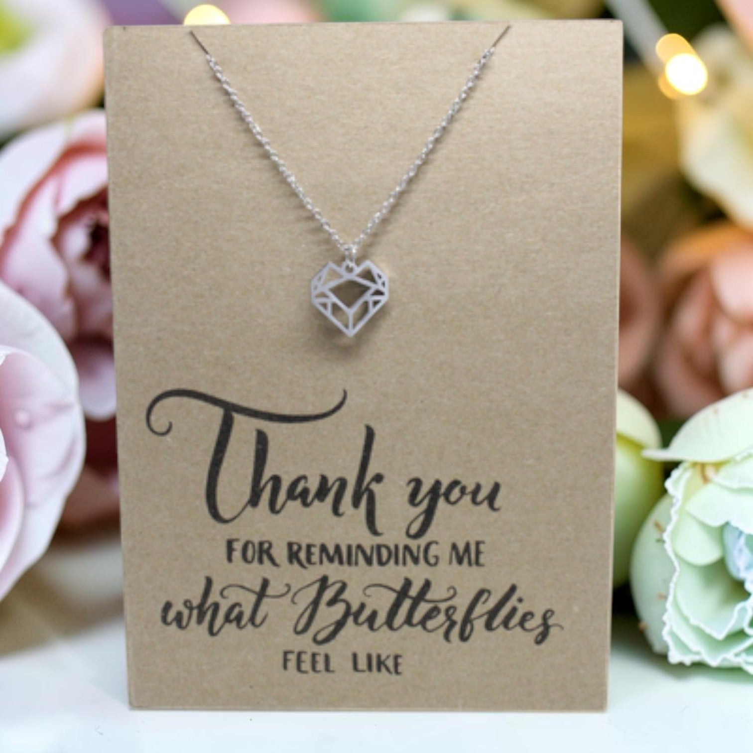Geometric Heart Pendant & Chain - Card 222