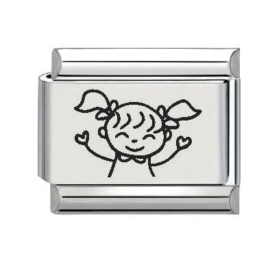 9mm Laser Italian Charm - Girl Drawing