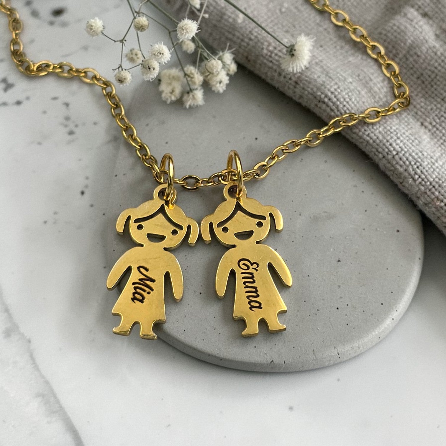 Personalized Gold Plated Girl or Boy Pendant with Chain