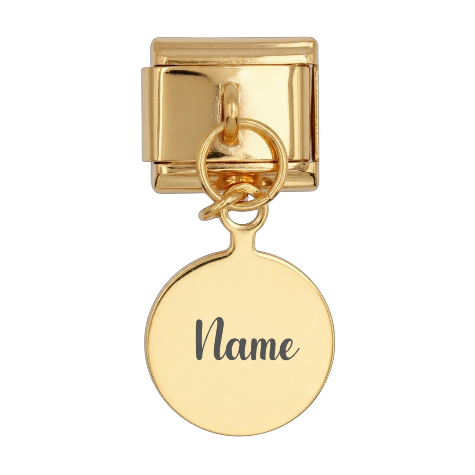 9mm Engraved Dangle Gold Italian charm