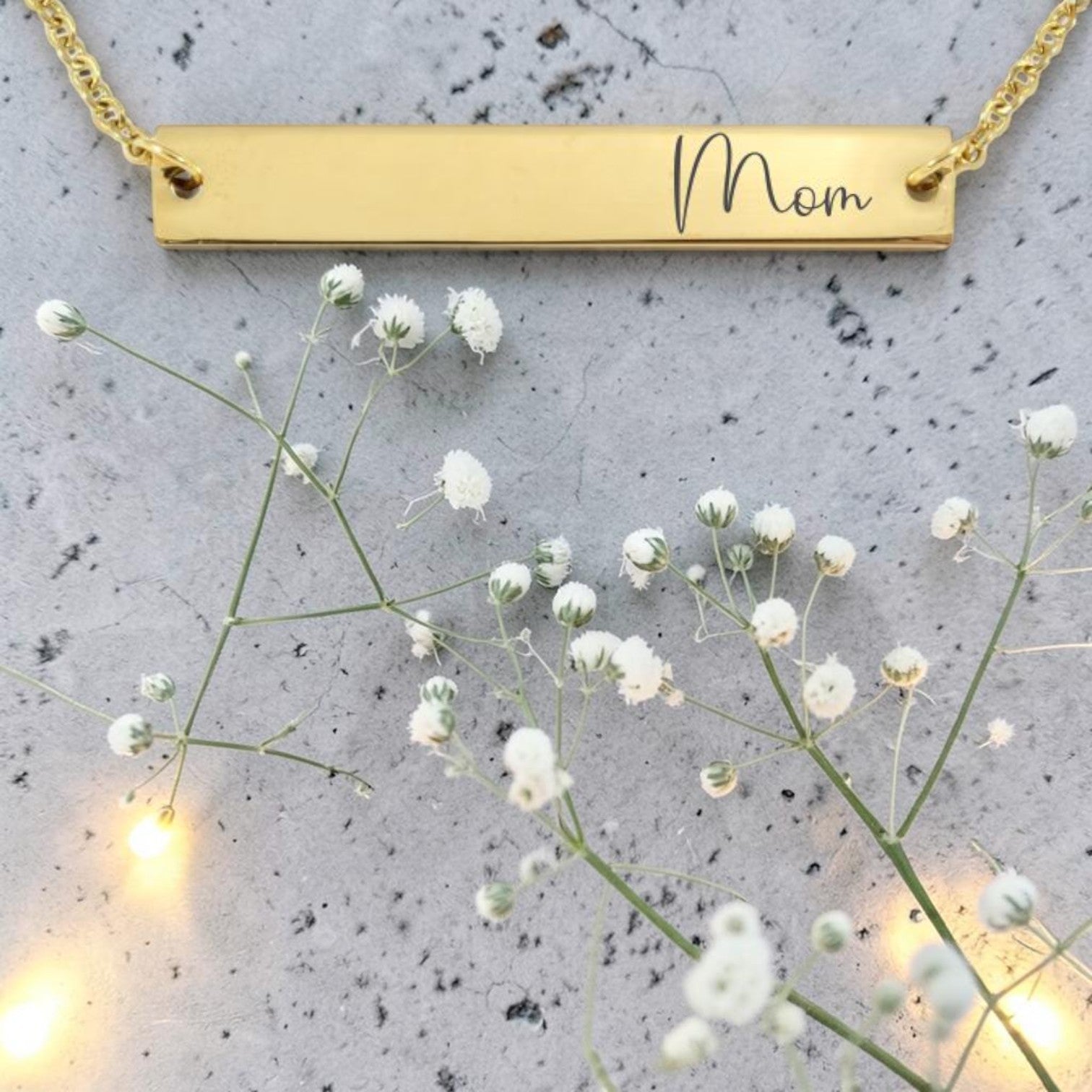 Personalized Gold Plated Bar Pendant & Chain