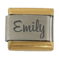 9mm Engraved Name/Word Italian charm (Gold edge)