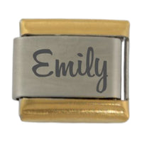 9mm Engraved Name/Word Italian charm (Gold edge)