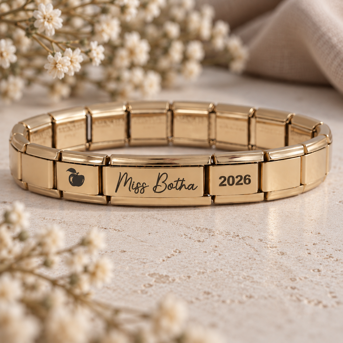9mm Gold Plated Teacher Italian Charm Bracelet 1