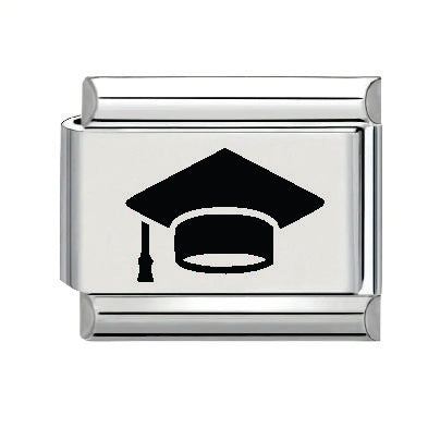 9mm Laser Italian Charm - Graduation Cap