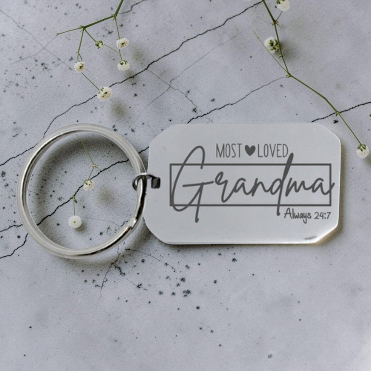 Grandma Engraved Dog Tag Keyring