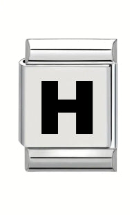 13mm Laser Italian Charm - Plain Letter H