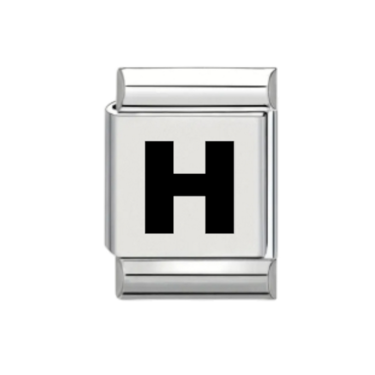 13mm Laser Italian Charm - Plain Letter H
