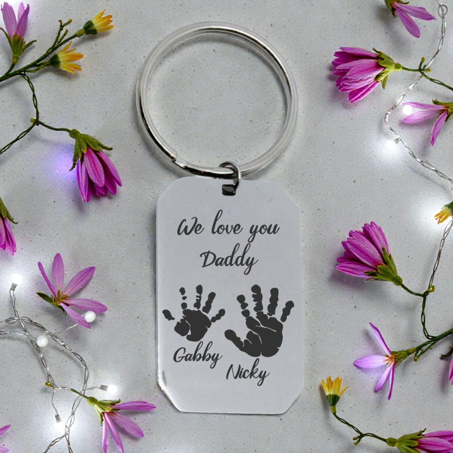 Hand Print Dog Tag Keyring