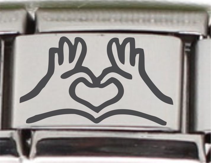 9mm Laser Italian Charm - Heart Hands