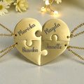 Engraved 4 Parts Heart Pendants with Chains