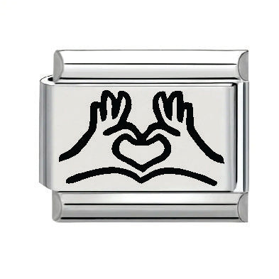 9mm Laser Italian Charm - Heart Hands