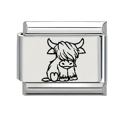 9mm Laser Italian Charm - Cute Bull