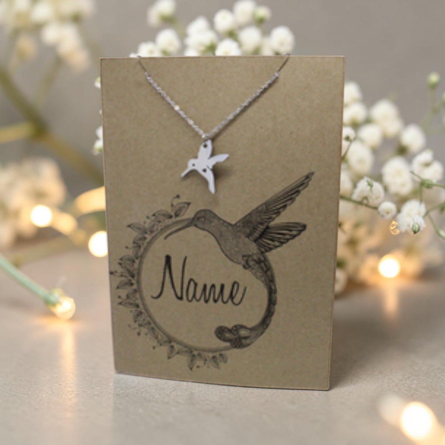 Hummingbird Pendant & Chain - Card 178 (Click to personalize card)