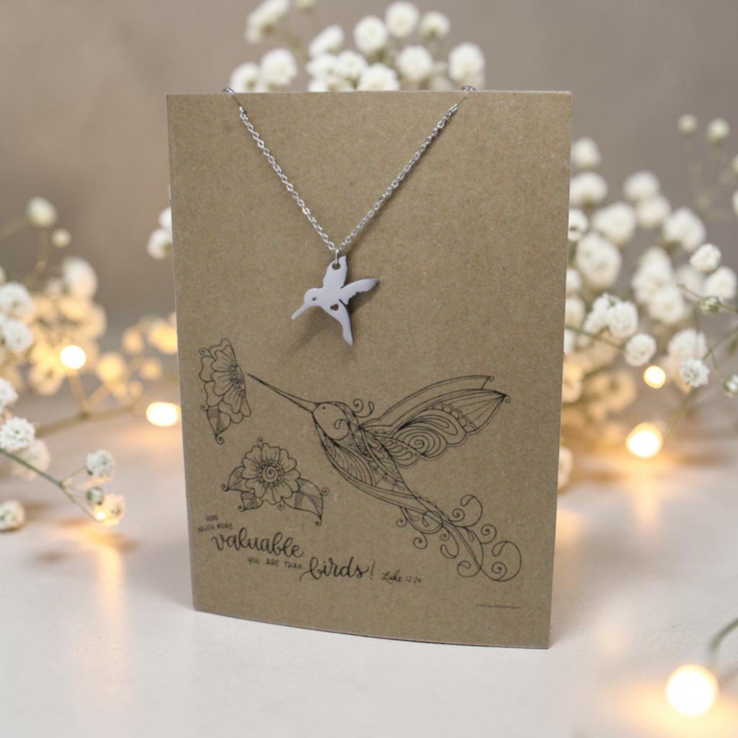 Hummingbird Pendant & Chain - Card 181