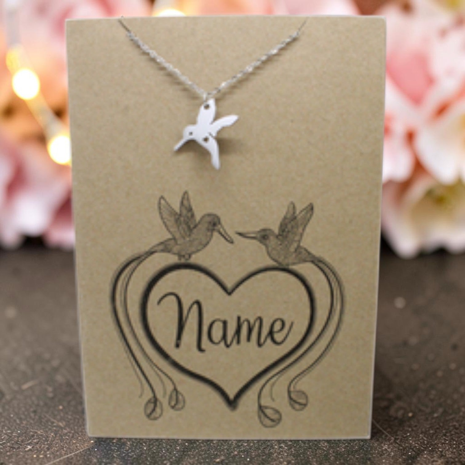Hummingbird Pendant & Chain - Card 209 (Click to personalize)