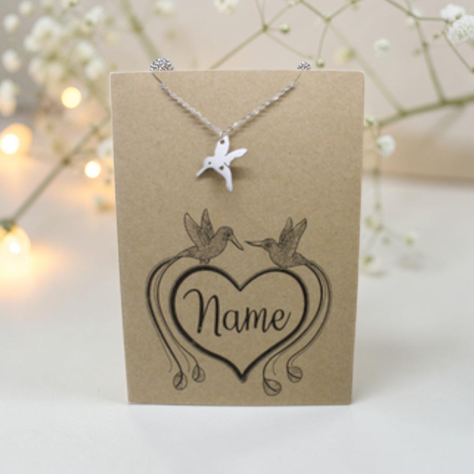 Hummingbird Pendant & Chain - Card 209 (Click to personalize)