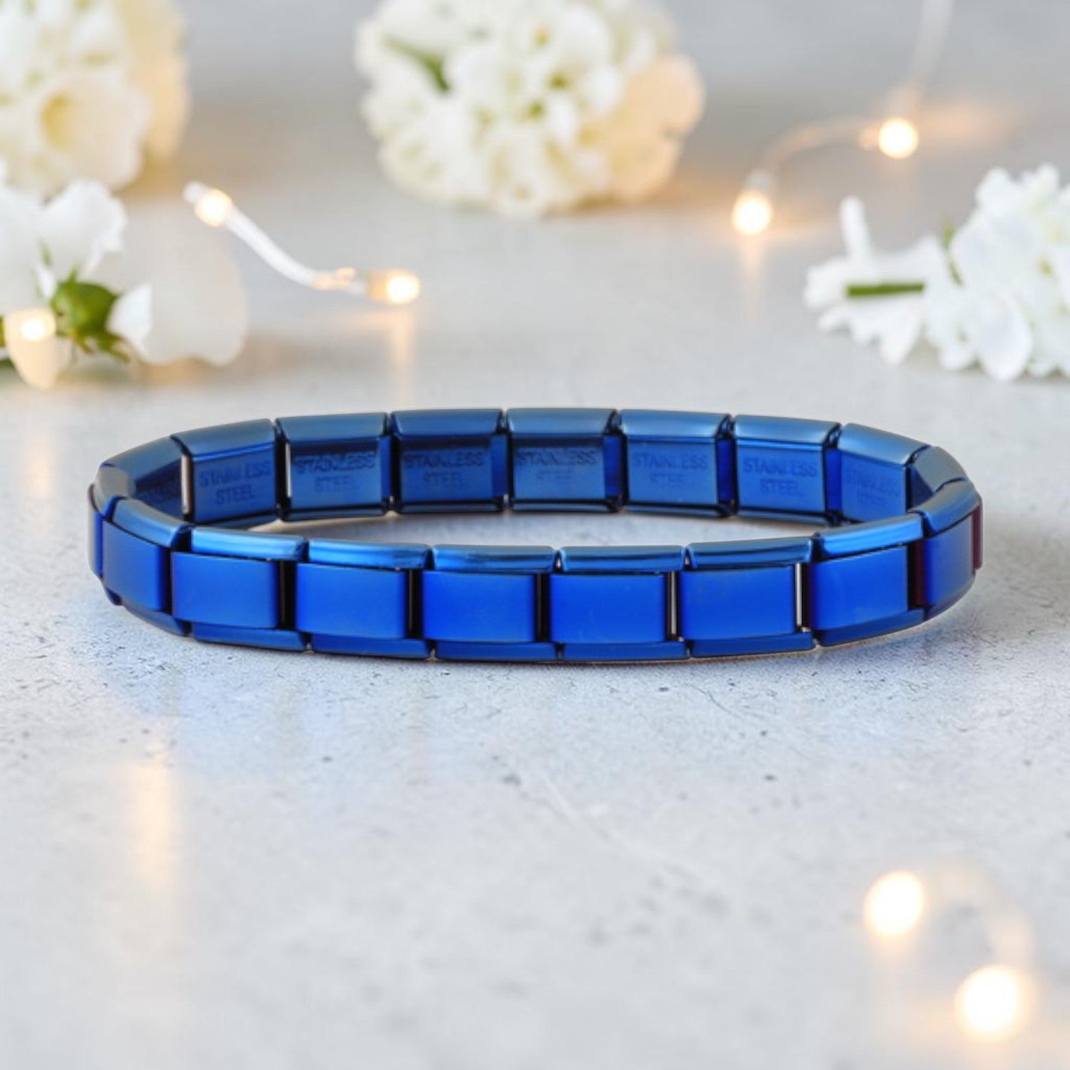 9mm Blue Plated Italian Charm Starter Bracelet