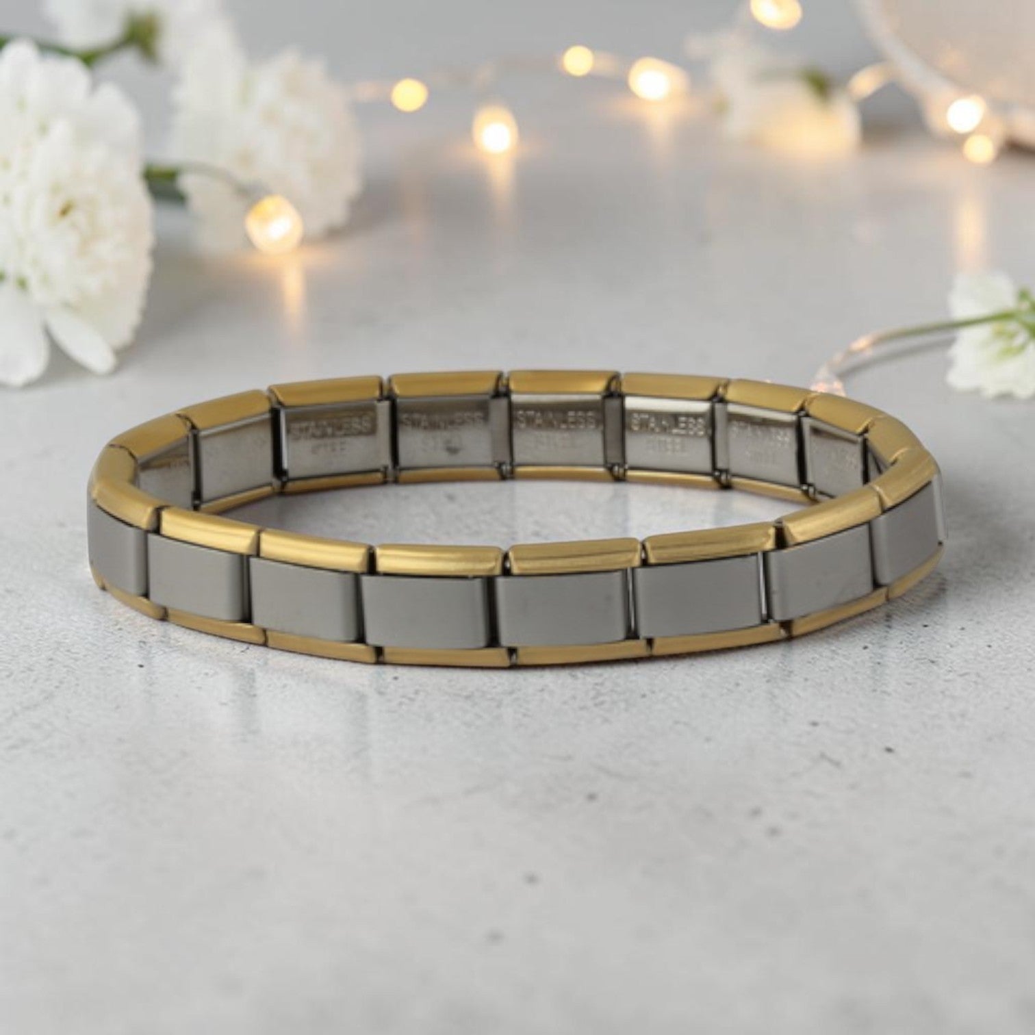 9mm Matte Gold Edge Italian Charm Starter Bracelet