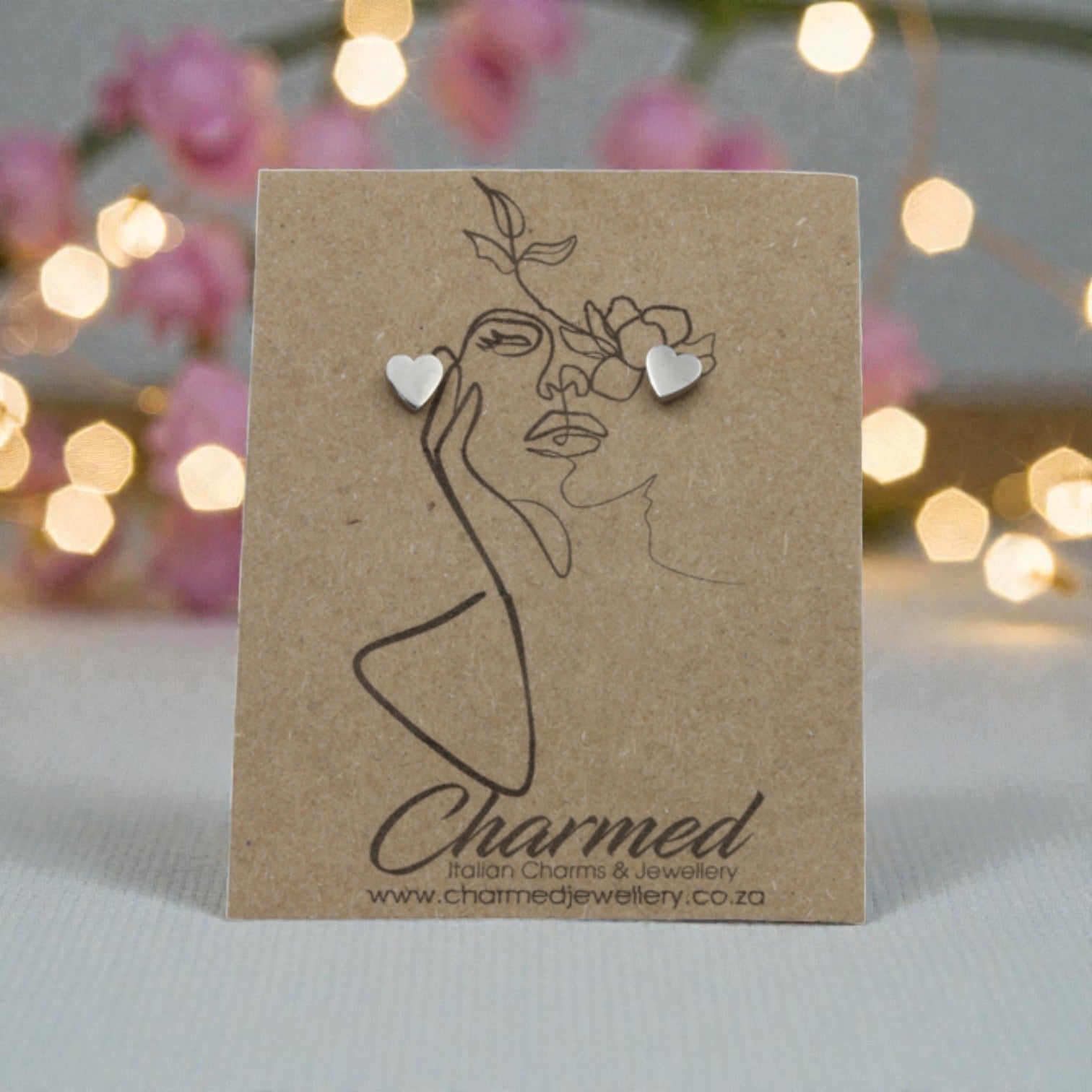 Stainless Steel Heart Stud Earrings