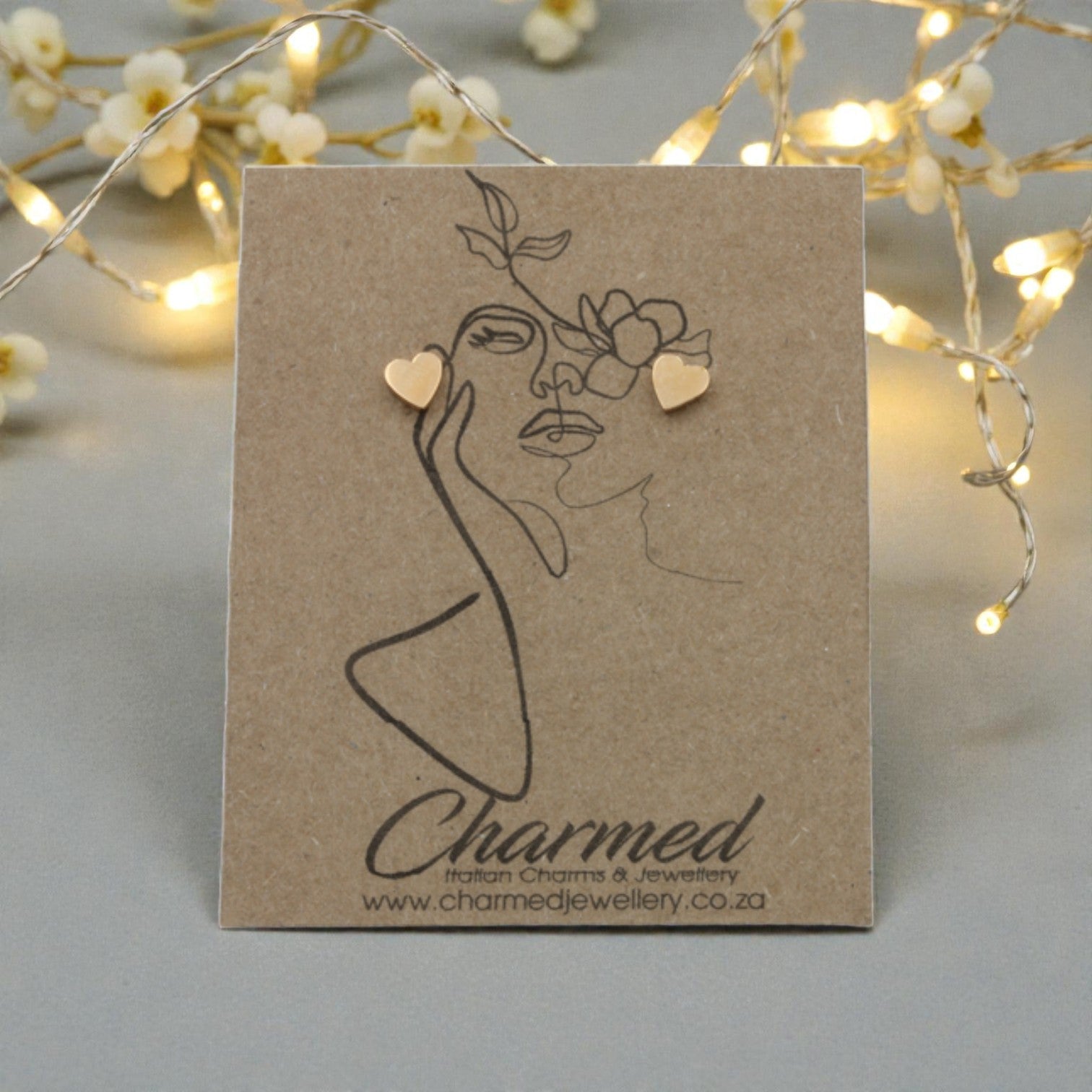 Stainless Steel Rose Gold Plated Heart Stud Earrings