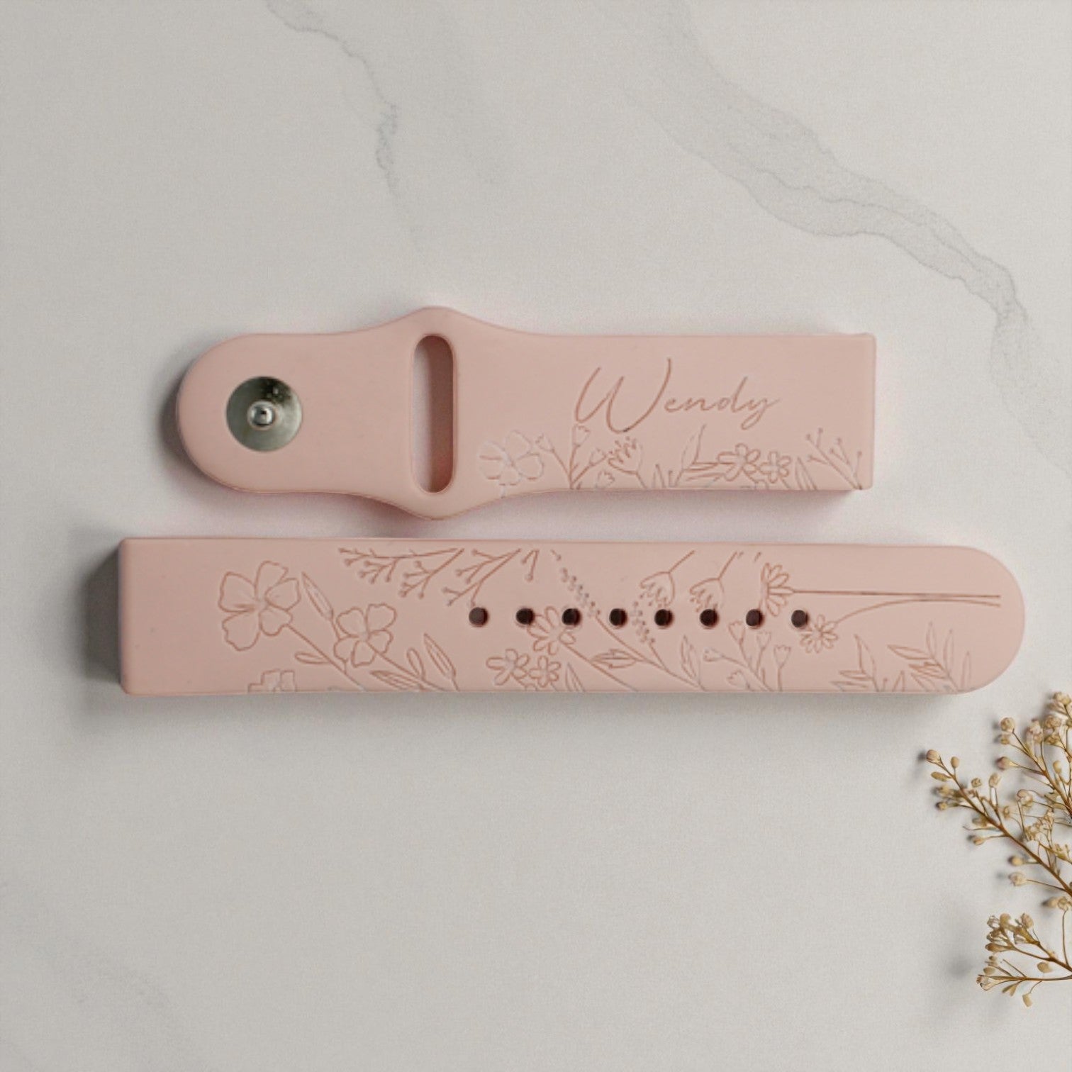 WILDFLOWER WITH NAME Personalized Watch Band