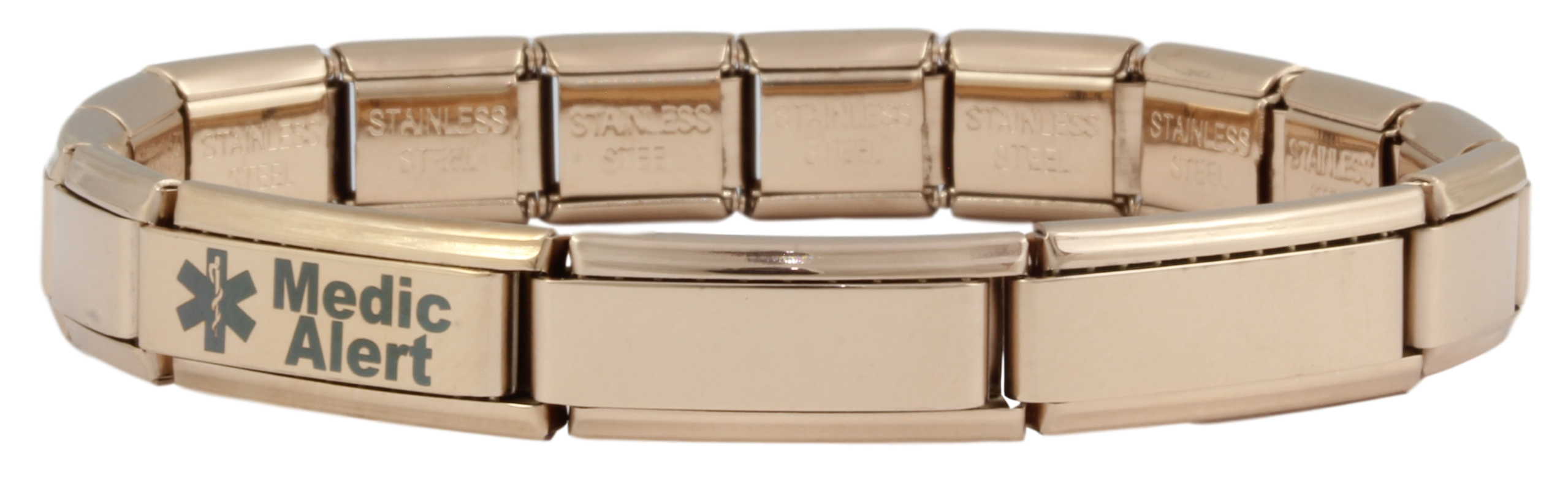 9mm Medical Alert Engraved Bracelet - Rose Gold