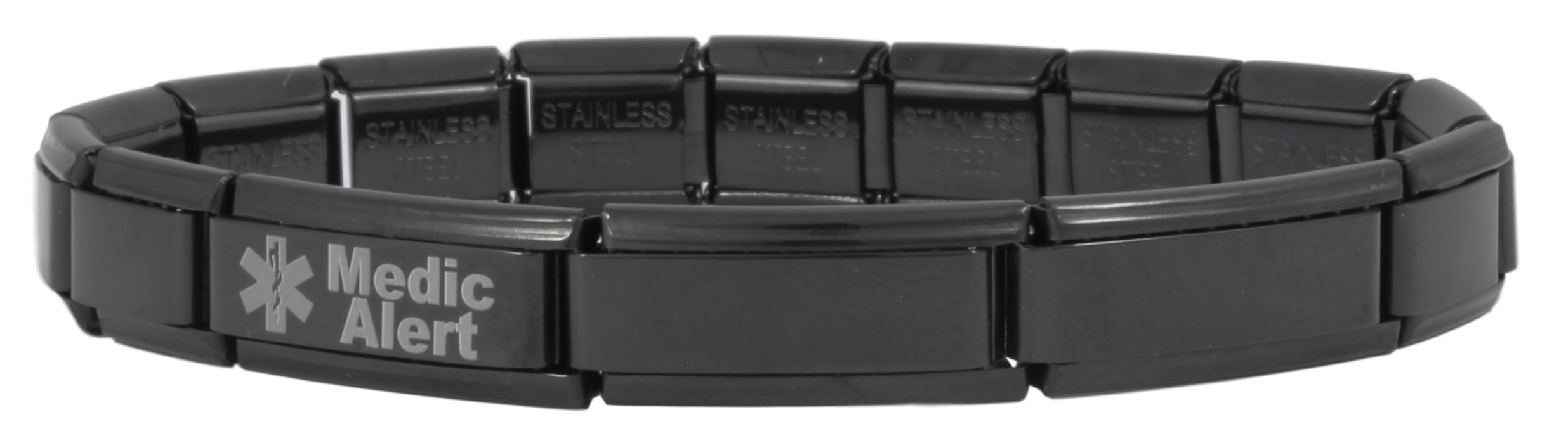 9mm Medical Alert Engraved Bracelet - Black