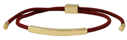 Maroon Cord Bracelet with Engraved Gold Plated Bar