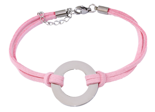 Personalized Engraved Pink Cord Bracelet