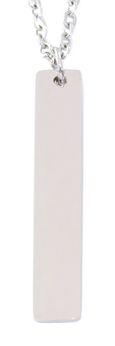 Personalized Stainless Steel Vertical Bar Pendant & Chain