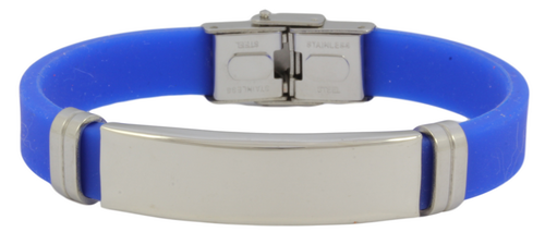 Personalized Engraved Blue Rubber Bracelet