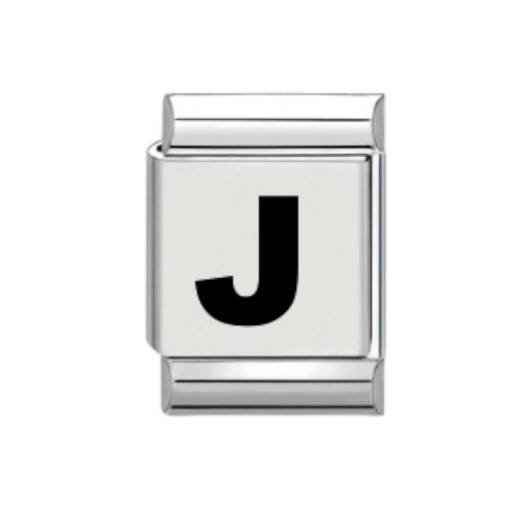 13mm Laser Italian Charm - Plain Letter J