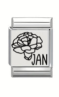 13mm Laser Italian Charm - January Flower
