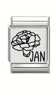13mm Laser Italian Charm - January Flower