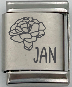 13mm Laser Italian Charm - January Flower