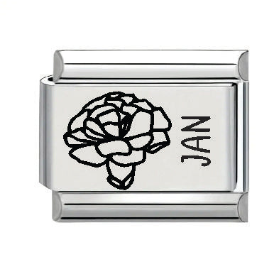 9mm Laser Italian Charm - January Flower